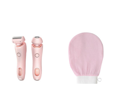 Light blue 2-in-1 electric shaver for women with interchangeable foil and epilator heads, digital display. - Image 26