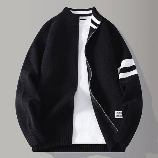 Chaqueta Térmica Tejida para Hombre con Cuello Mock y Mangas Largas - Image 8
