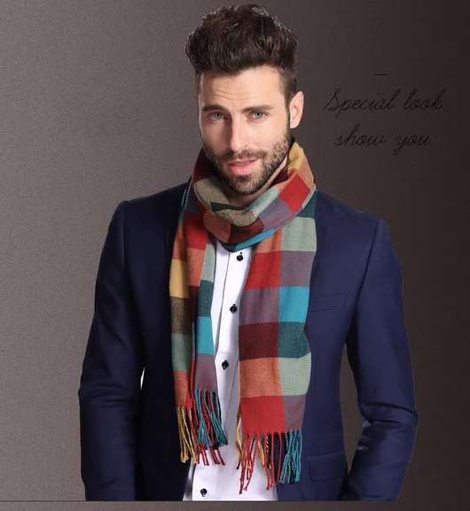 Bufanda Escocesa para Hombre Invierno Cálida Estilo Europa - Image 49