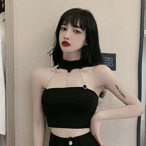 Short Halter Tube Top con Shorts de Cintura Alta