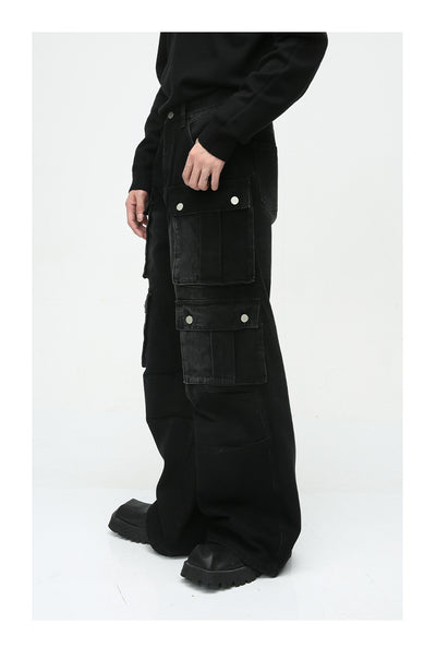 Pantalón Jean Cargo Retro de Talle Ancho con Múltiples Bolsillos - Image 17