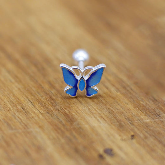 Aretes Mariposa Azul con Tornillo para Mujer - Image 9