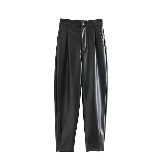 Pantalones PU con Cintura Elástica - Estilo Cuero Sintético Primavera - Image 4