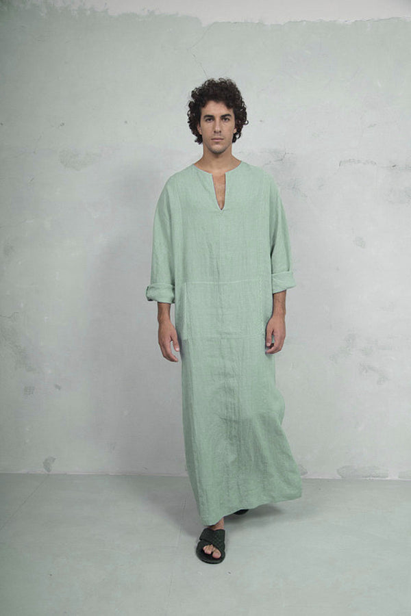 Camiseta Étnica de Algodón y Lino para Hombre