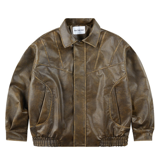 Ropa de Cuero Retro Holgada para Hombre y Mujer