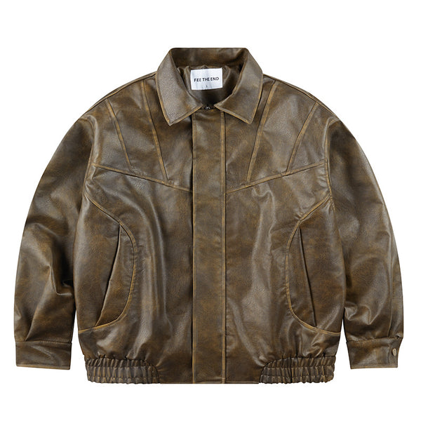 Ropa de Cuero Retro Holgada para Hombre y Mujer