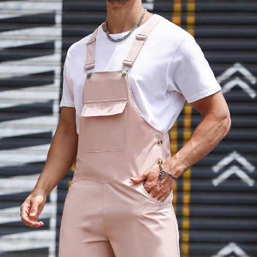 Pantalones Casual con Tirantes de Colores Sólidos para Hombre - Image 17