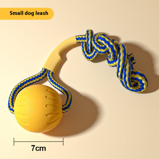 Yellow 7cm solid EVA dog toy ball with textured surface and dog silhouette graphic. - Image 8