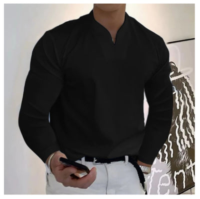 Camiseta Manga Larga Cuello V Transpirable para Hombre - Image 22