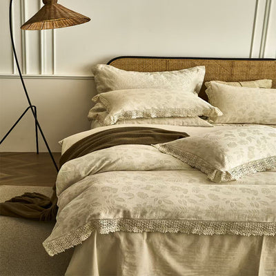 Juego de Sábanas Matrimonial Jacquard 100% Algodón-Lino Tejido Teñido 4 Piezas - Image 14