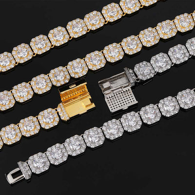 Cadena Hip Hop Cuadrada de Piedra de Caramelo - Collar y Pulsera - Image 100