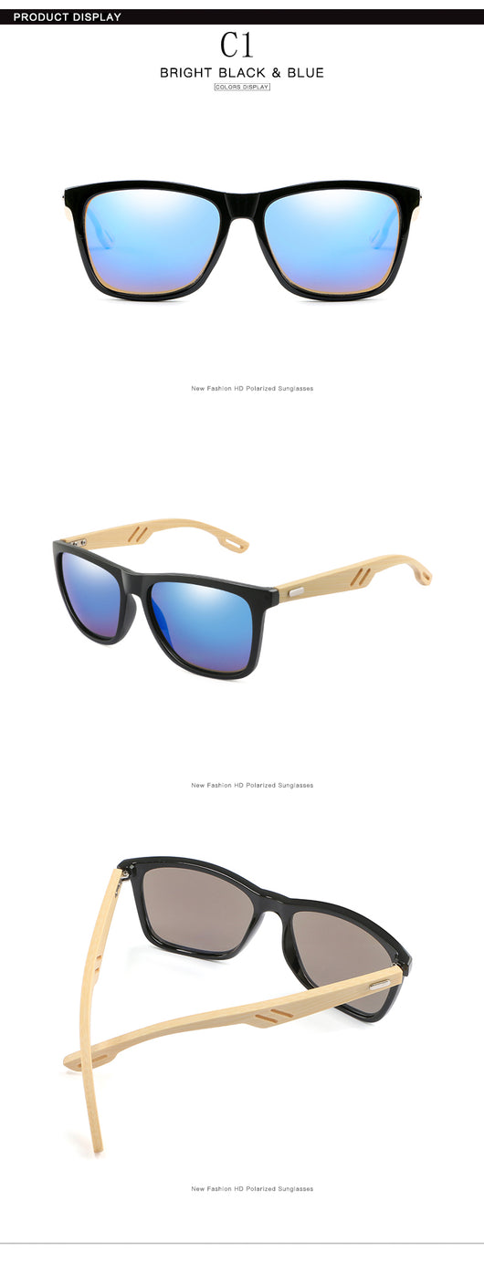 Gafas de Sol Bambú Cuadradas Coloridas para Hombre y Mujer - Image 17