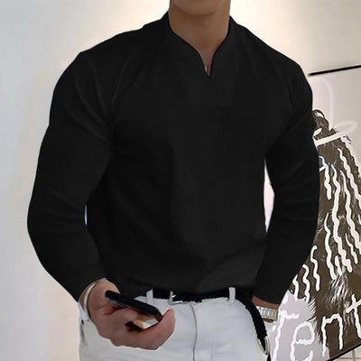 Camiseta Manga Larga Cuello V Transpirable para Hombre - Image 12