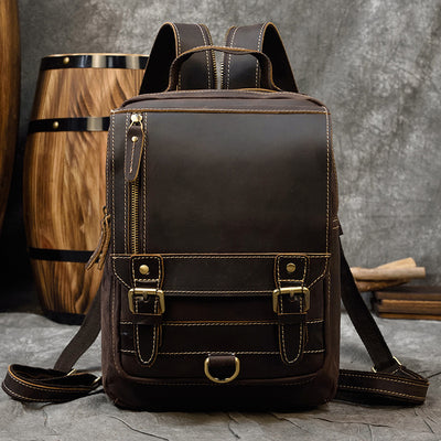 Mochila Multifuncional de Cuero Crazy Horse Retro para Hombre y Estudiantes - Image 27