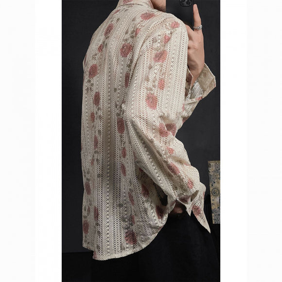 Camisa Manga Larga Floral Calada para Hombre