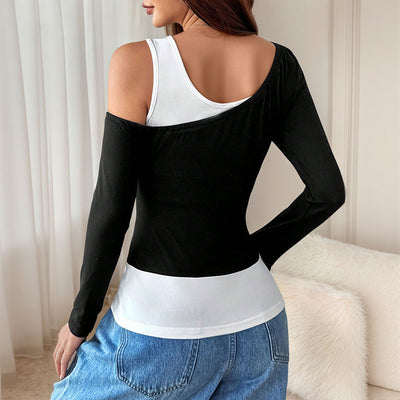 Blusa Asimétrica con Detalles en Blanco y Negro - Diseño Exclusivo para Mujer - Image 3