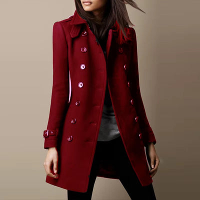 Abrigo de Lana Doble Botonadura para Mujer - Elegante Sobretodo Suelto para Otoño e Invierno - Image 21