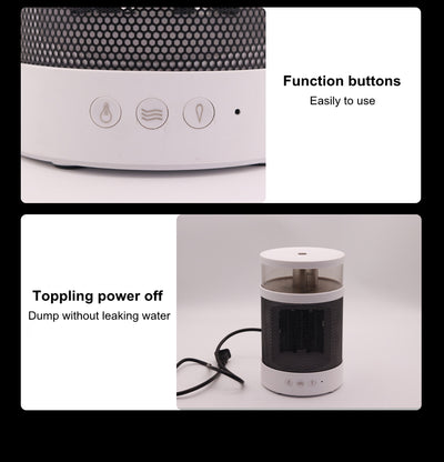 White and black 3-in-1 space heater with humidifier and night light, featuring a mesh grille and control buttons. - Image 28