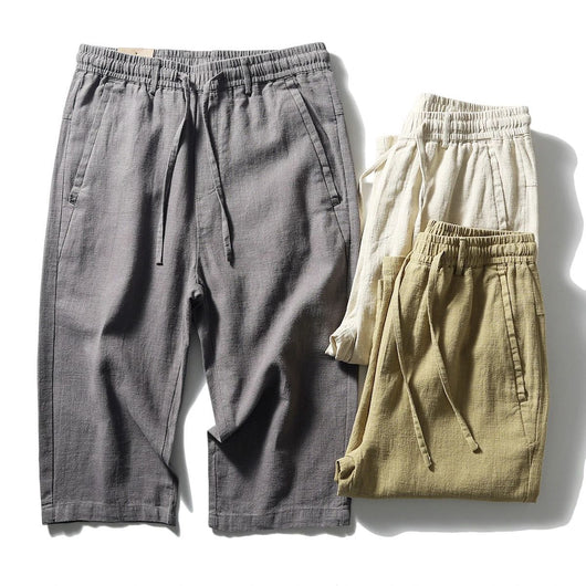 Pantalones Capri de Lino y Algodón Transpirables - Estilo Casual - Image 32