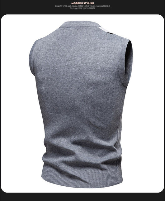 Suéter Tejido Jacquard para Hombre - Chaleco Cuello V - Image 28