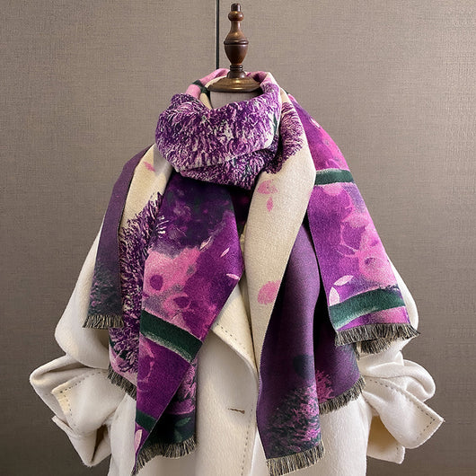 Bufanda de Cachemira Artificial Estampada para Mujer - Chal Grueso a Prueba de Viento - Image 11