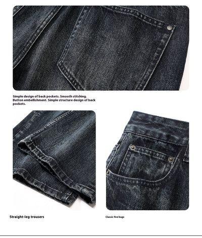 Pantalones Vaqueros Rectos Holgados Estilo Retro Americano para Hombre - Image 10