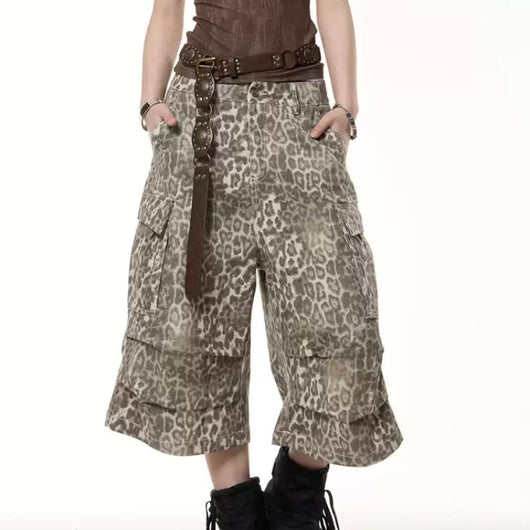 Shorts de Trabajo Estampado Leopardo Mujer - Verano Suelto y Estilizador - Image 7