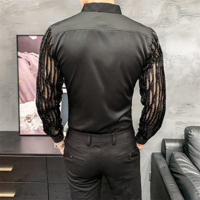 Blusa Slim Coreana con Encaje Calado y Costuras Decorativas - Image 3