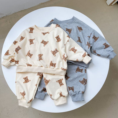 Conjunto de Buzo y Pantalón para Niños Primavera Otoño con Diseño de Osito - Image 4