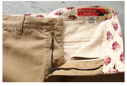 Pantalones Casuales Rectos de Algodón Twill Retro para Hombre - Image 24