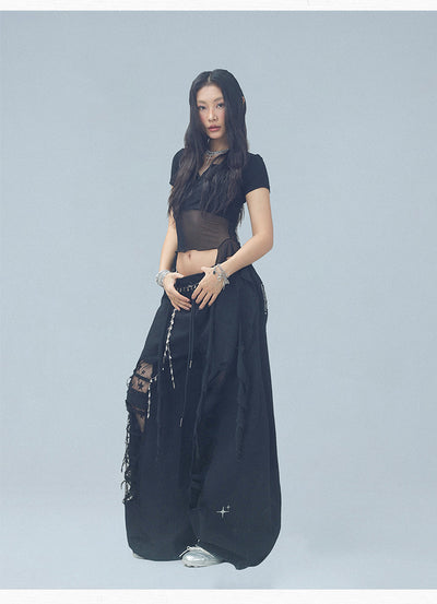 Pantalones Casuales Rotos con Parches Denim para Bailar - Image 37