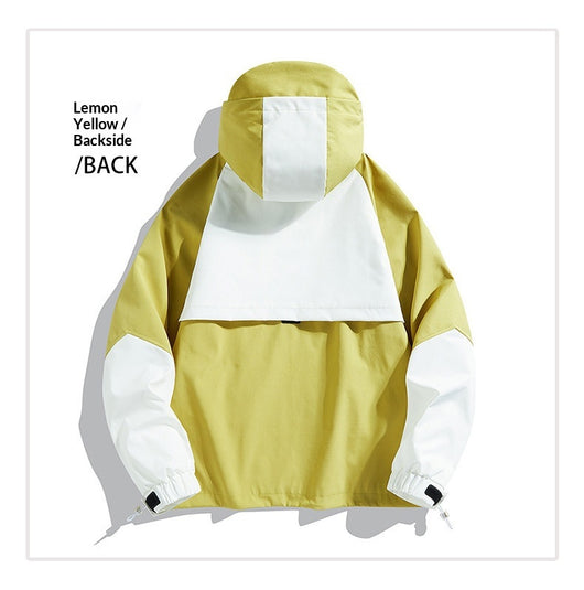 Chaqueta Bomber Impermeable y Cortavientos para Parejas - Diseño Color Block Casual - Image 17