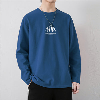 Camiseta de Algodón Manga Larga Suelta para Hombre - Image 44