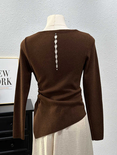 Blusa Ajustada de Manga Larga con Pliegues y Abertura Lateral - Image 7