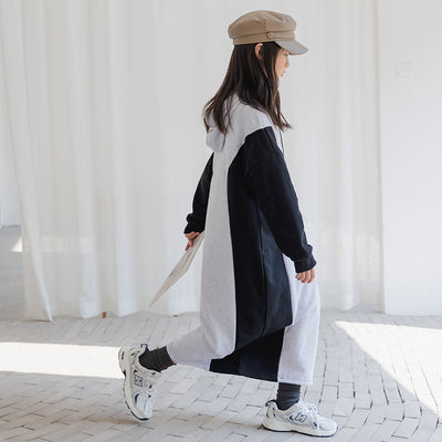 Vestido Suéter Princesa Bicolor de Manga Larga para Niña - Otoño e Invierno - Image 4