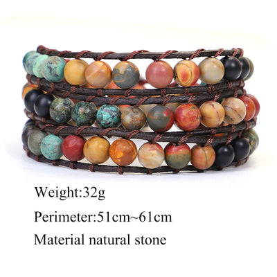 Pulsera de Turquesa Africana Tejida a Mano con Piedra Natural - Image 3