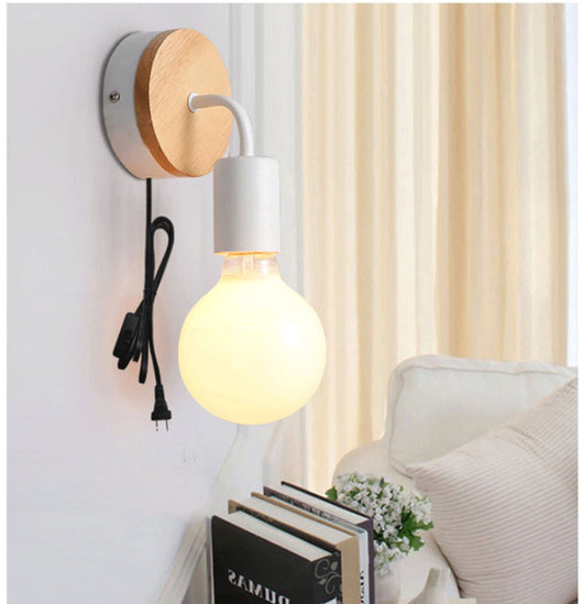 Lámpara de Pared Minimalista en Madera Maciza y Hierro para Dormitorio - Image 11