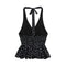 Top Halter Escotado con Lunares y Amarre Trasero para Mujer