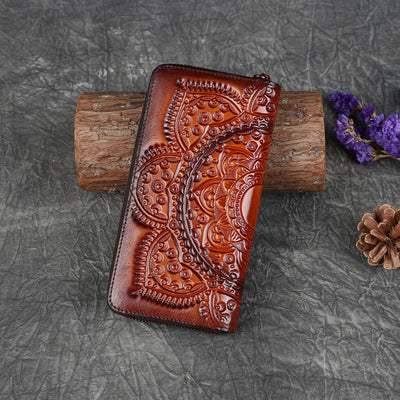 Cartera Larga de Cuero Grabado para Mujer - Image 6