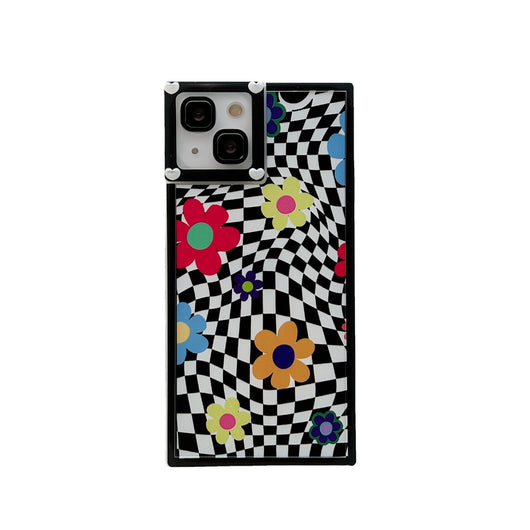 Funda para Teléfono con Patrón de Cuadros Irregulares y Flores - Image 10