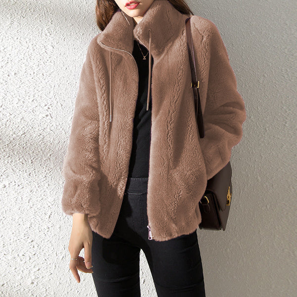 Cardigan Polar Reversible Cuello Alto Abrigo Mujer