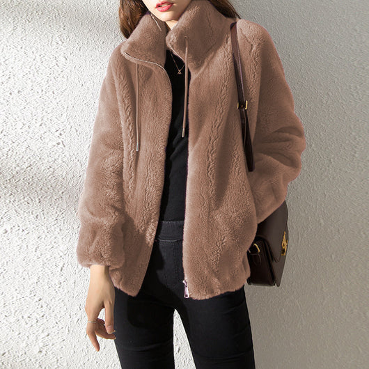 Cardigan Polar Reversible Cuello Alto Abrigo Mujer