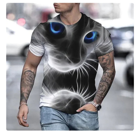 Playera Gato 3D Estampado Animal Print Manga Corta Hombre - Image 15