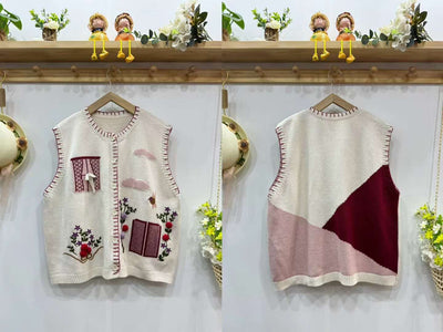 Chaleco Cardigan Mori Girl Bordado Estilo Retro Literario - Image 6