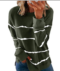Sudadera Suelta de Cuello Redondo con Rayas Tie Dye para Mujer - Image 10