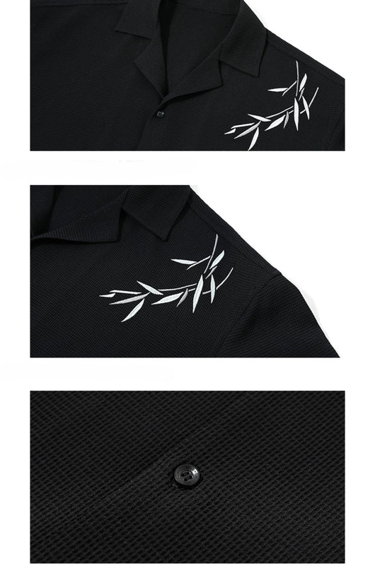 Camisa Holgada de Bambú Bordada para Hombre - Manga Larga Casual - Image 8