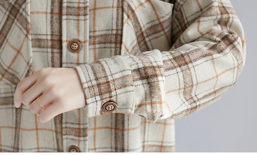 Camisa Acolchada de Cuadros Salvaje Talla Grande para Mujer - Image 13