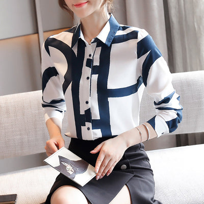 Blusa Suelta de Gasa con Solapa - Camisa Versátil para Mujer - Image 3
