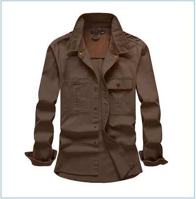 Camisa Polo de Manga Larga Algodón Lavado Tallas Grandes Hombre Color Sólido - Image 18