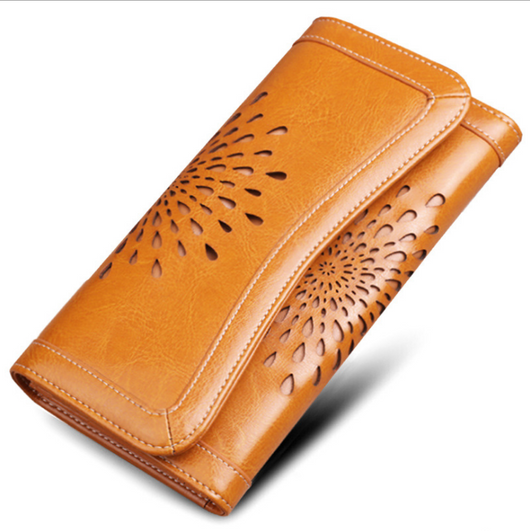 Billetera Larga de Cuero Retro para Mujer con Acabado Encerado - Image 6